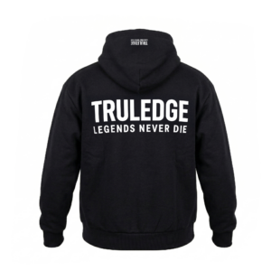 TRULEDGE Essentials Hoodie - Black - White Logo - Black, L